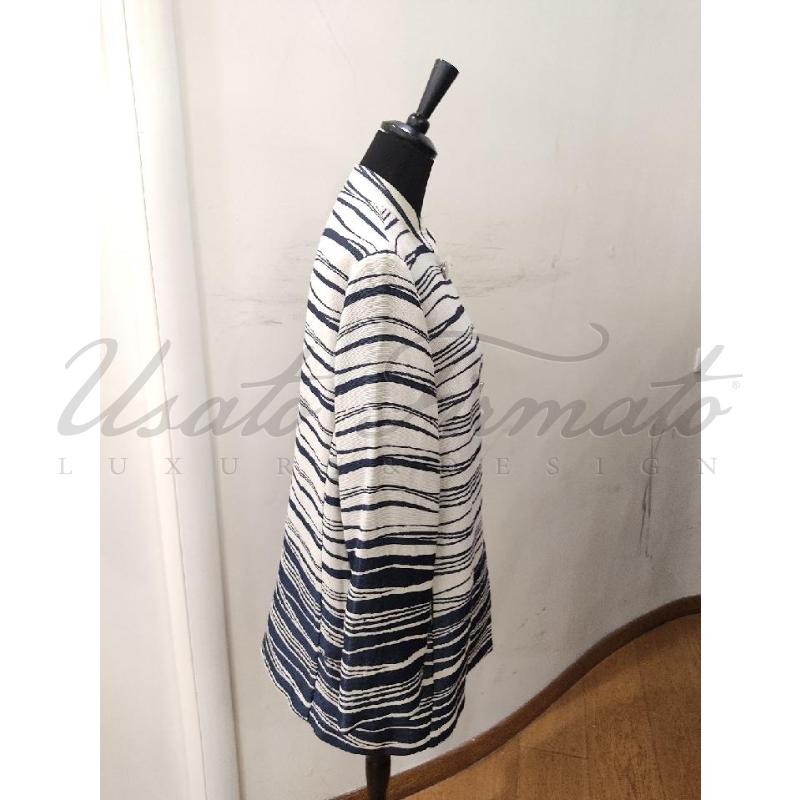 GIACCA DONNA KRIZIA BLU BIANCO TG L XL  | Mercatino dell'Usato Roma parioli 2