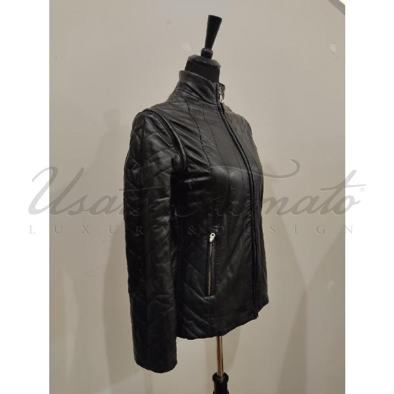 GIACCA DONNA MARIA DI RIPABIANCA PELLE NERA TG 42 | Mercatino dell'Usato Roma parioli 2