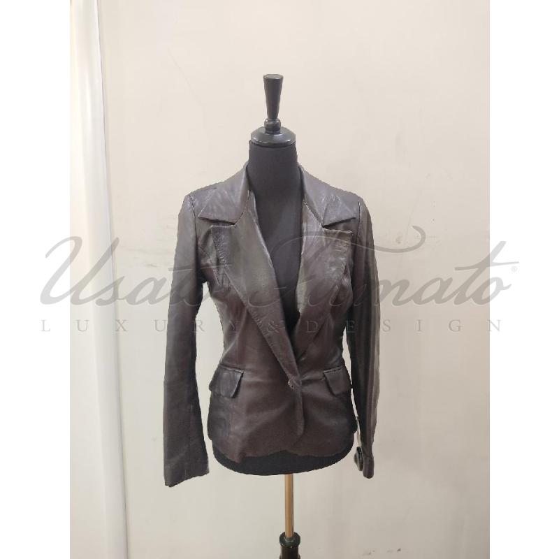 GIACCA DONNA OAKWOOD PELLE MARRONE TG S | Mercatino dell'Usato Roma parioli 1