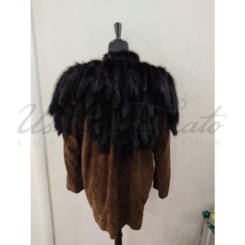 GIACCA DONNA PELLE CODE VISONE NERO JUTTA RICH | Mercatino dell'Usato Roma parioli 3