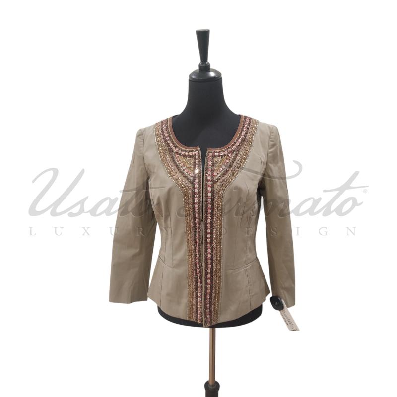 GIACCA DONNA PHILOSOPHY ALBERTA FERRETI BEIGE PERLINE TG. 44 | Mercatino dell'Usato Roma parioli 1