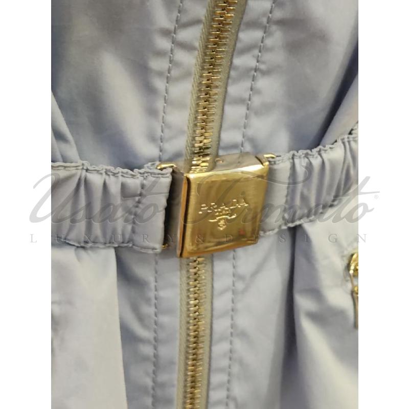 GIACCA DONNA PRADA CELESTE LILLA CINTURA TG 42 | Mercatino dell'Usato Roma parioli 4