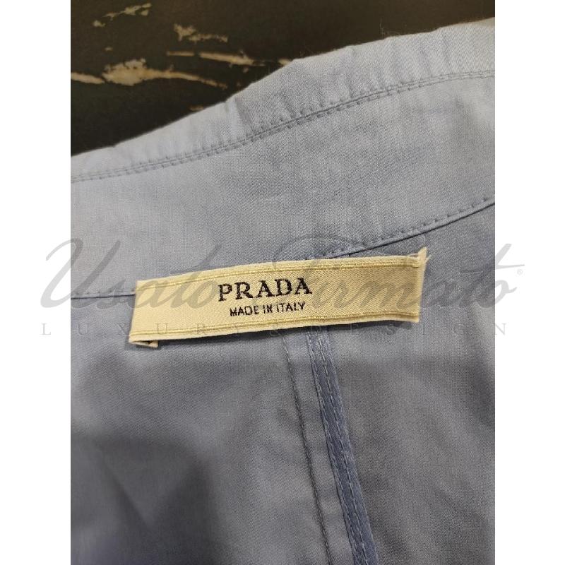 GIACCA DONNA PRADA CELESTE LILLA CINTURA TG 42 | Mercatino dell'Usato Roma parioli 5