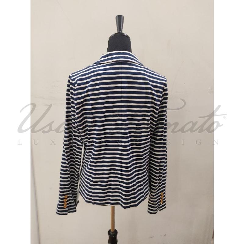 GIACCA DONNA RALPH LAUREN BLU RIGHE  TG. L | Mercatino dell'Usato Roma parioli 3