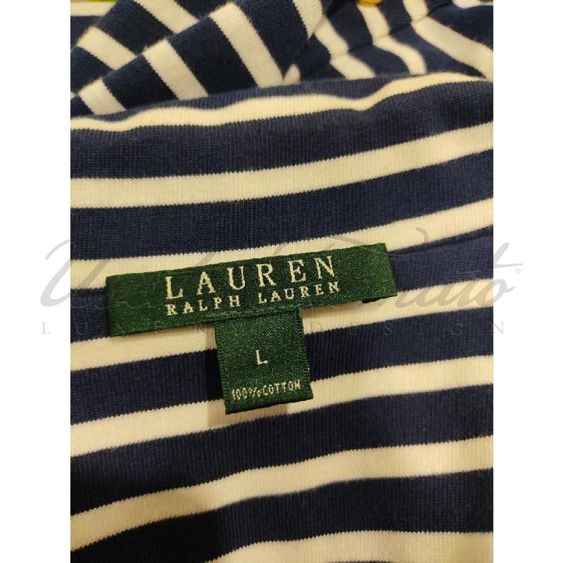 GIACCA DONNA RALPH LAUREN BLU RIGHE  TG. L | Mercatino dell'Usato Roma parioli 4
