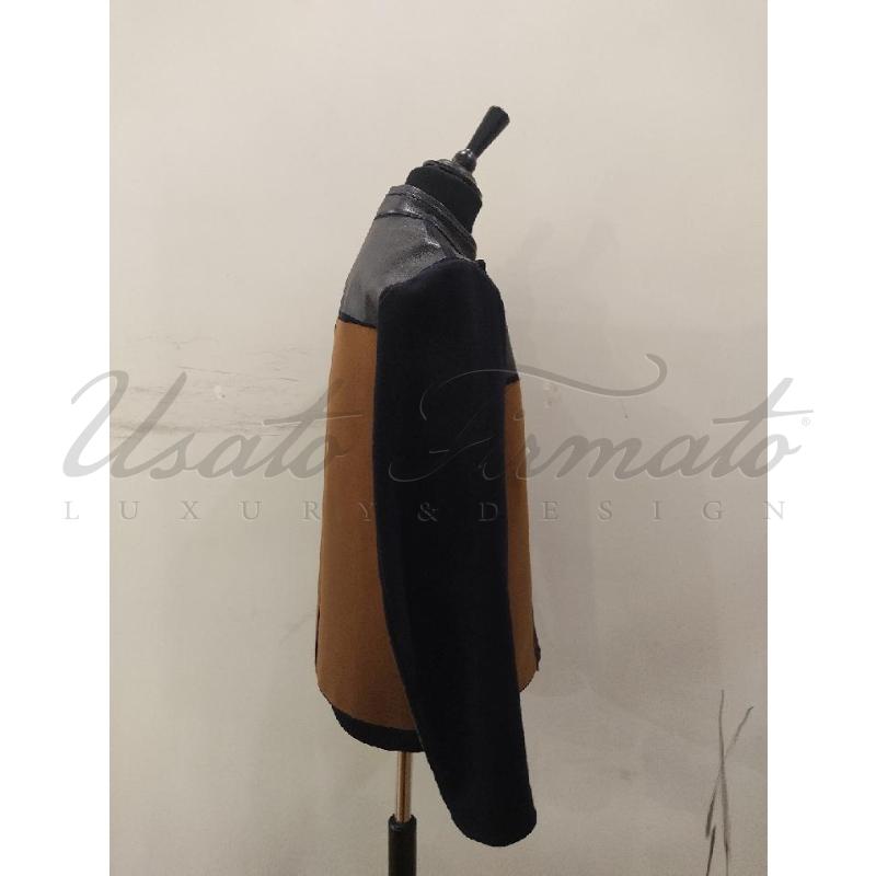 GIACCA UOMO FENDI PELLE NERA TESSUTO MARRONE BLU TG 48 | Mercatino dell'Usato Roma parioli 2