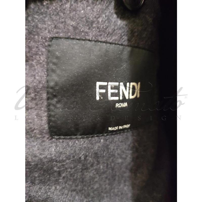 GIACCA UOMO FENDI PELLE NERA TESSUTO MARRONE BLU TG 48 | Mercatino dell'Usato Roma parioli 4