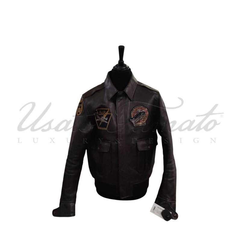 GIACCA UOMO SCHOTT MARRONE PELLE TG. L | Mercatino dell'Usato Roma parioli 1