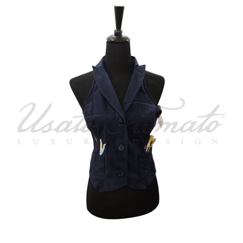 GILET DONNA LOVE MOSCHINO BLU PENNELLI TG 44 | Mercatino dell'Usato Roma parioli 1