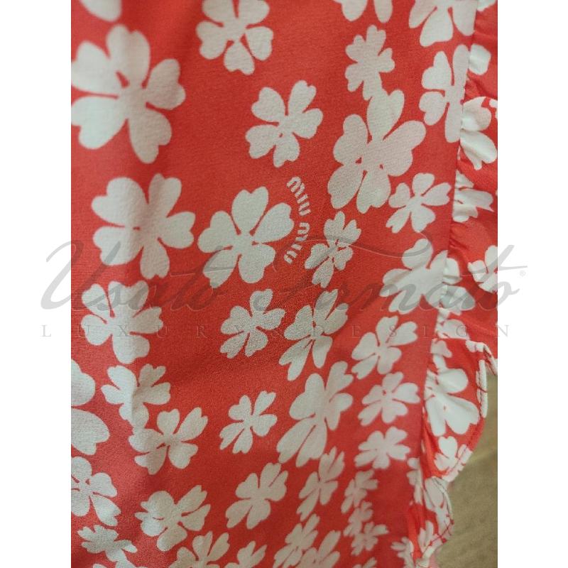 GONNA MIU MIU SETA FIORI ROSSI TG 38 | Mercatino dell'Usato Roma parioli 4