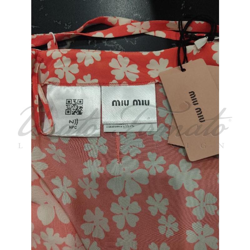 GONNA MIU MIU SETA FIORI ROSSI TG 38 | Mercatino dell'Usato Roma parioli 5