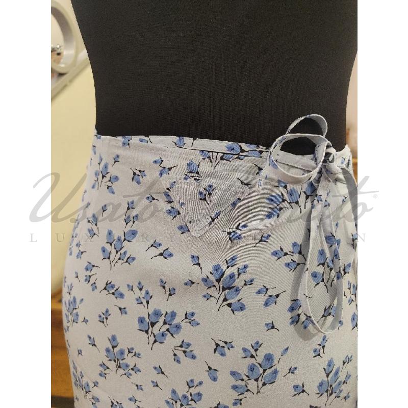 GONNA PRADA FIORI SETA CELESTE TG 42 | Mercatino dell'Usato Roma parioli 4