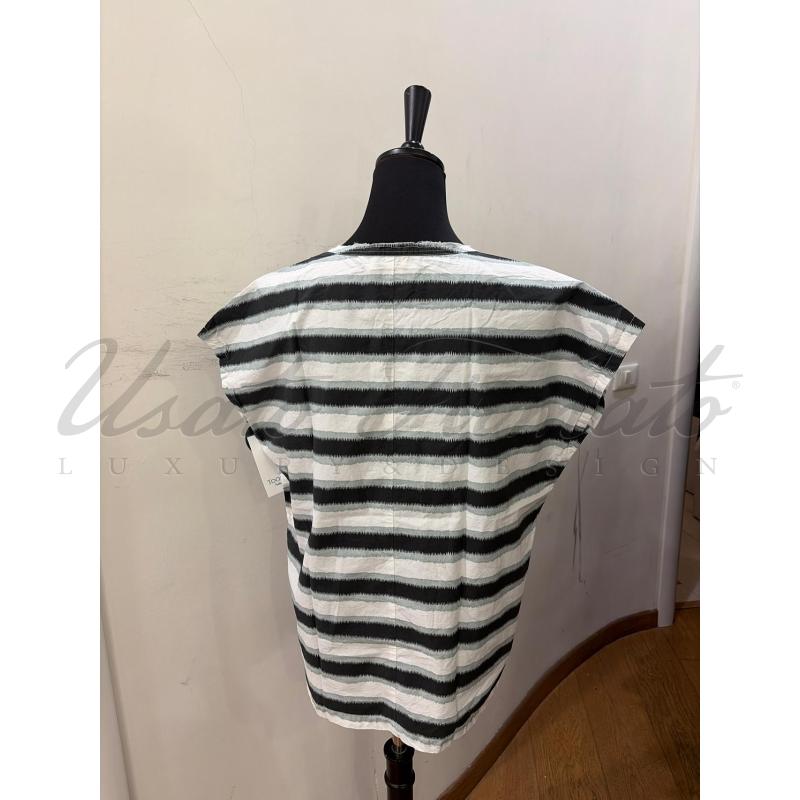 MAGLIA DONNA ALYSI VERDE BIANCO RIGHE TG S | Mercatino dell'Usato Roma parioli 3
