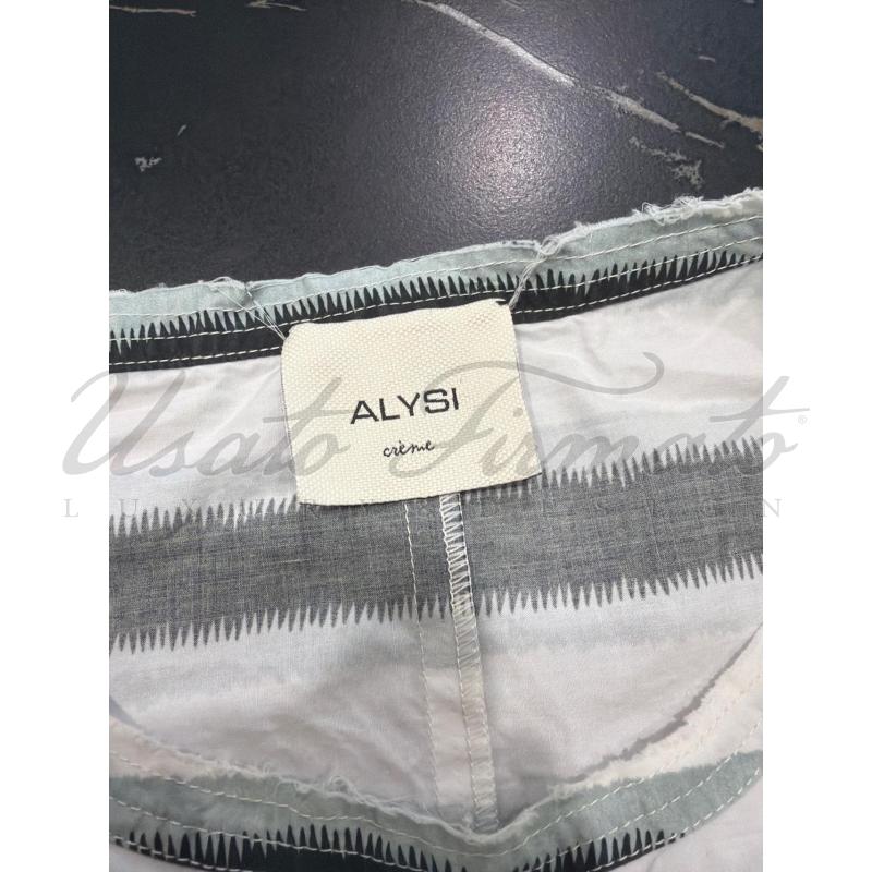 MAGLIA DONNA ALYSI VERDE BIANCO RIGHE TG S | Mercatino dell'Usato Roma parioli 4
