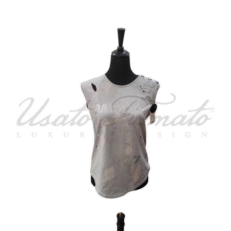 MAGLIA DONNA BALMAIN GRIGIA TG S BOTTONI ARGENTO | Mercatino dell'Usato Roma parioli 1