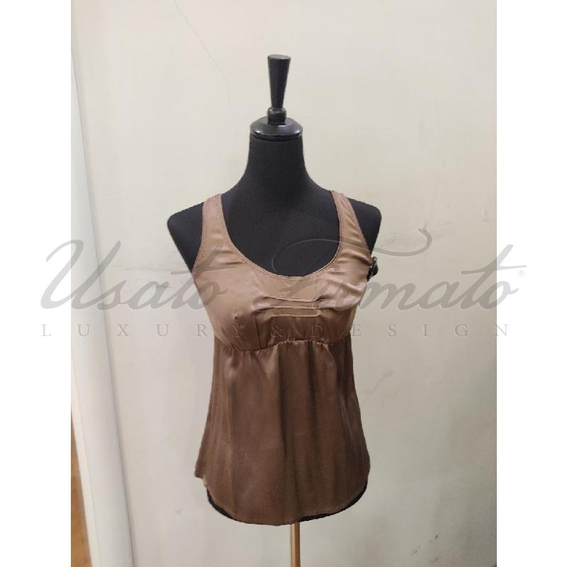 MAGLIA DONNA BRUNELLO CUCINELLI SETA MARRONE TG S | Mercatino dell'Usato Roma parioli 1