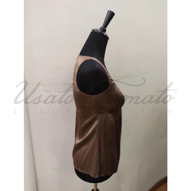 MAGLIA DONNA BRUNELLO CUCINELLI SETA MARRONE TG S | Mercatino dell'Usato Roma parioli 2