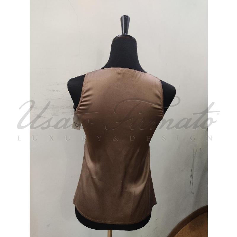 MAGLIA DONNA BRUNELLO CUCINELLI SETA MARRONE TG S | Mercatino dell'Usato Roma parioli 3
