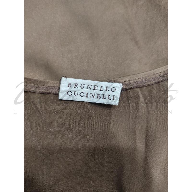 MAGLIA DONNA BRUNELLO CUCINELLI SETA MARRONE TG S | Mercatino dell'Usato Roma parioli 4