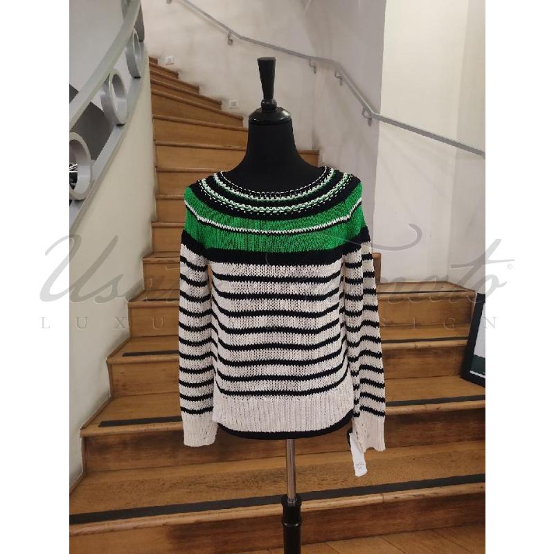 MAGLIA DONNA ERMANNO BIANCA VERDE TG S | Mercatino dell'Usato Roma parioli 1