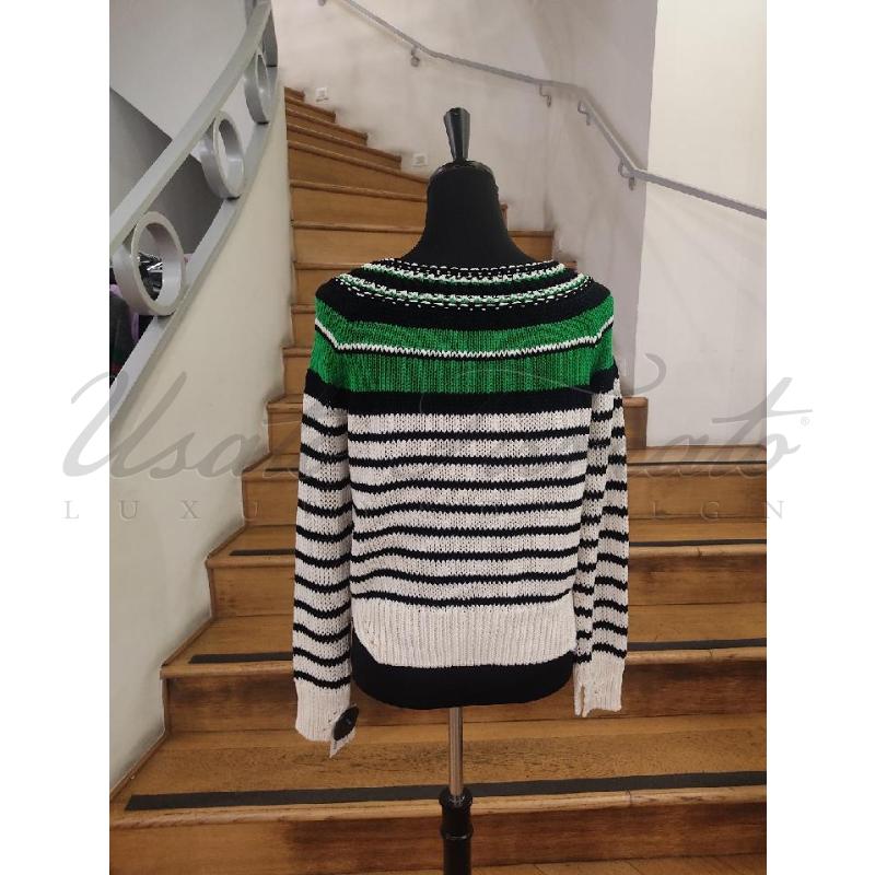 MAGLIA DONNA ERMANNO BIANCA VERDE TG S | Mercatino dell'Usato Roma parioli 3