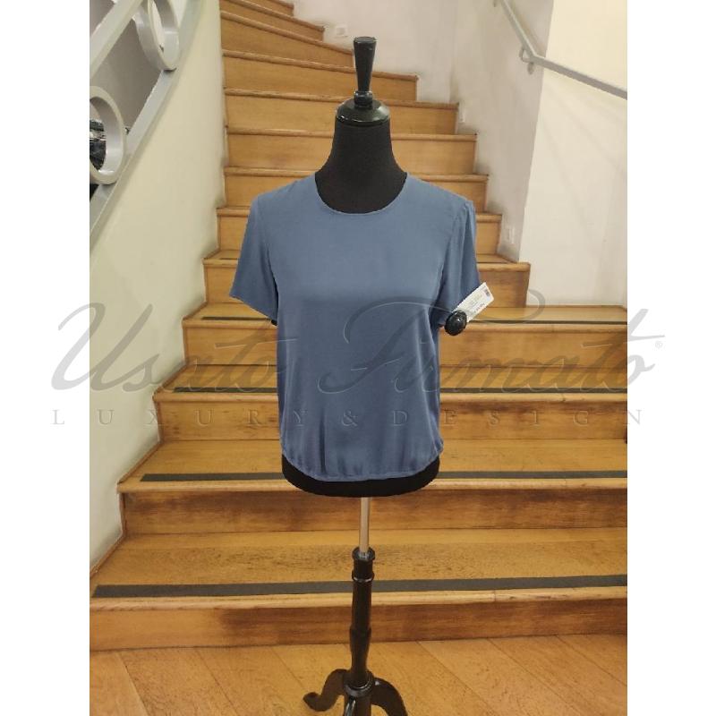 MAGLIA DONNA GIORGIO ARMANI SETA BLU TG 40 | Mercatino dell'Usato Roma parioli 1
