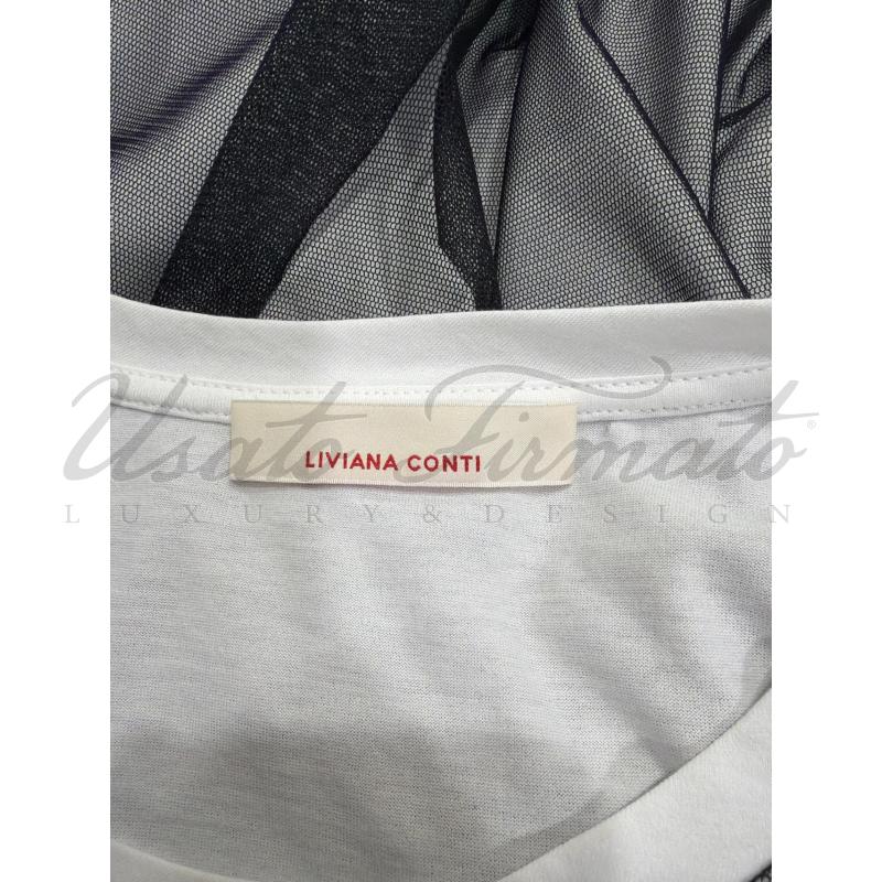 MAGLIA DONNA LIVIANA CONTI BIANCA NERA  TG. XL | Mercatino dell'Usato Roma parioli 4