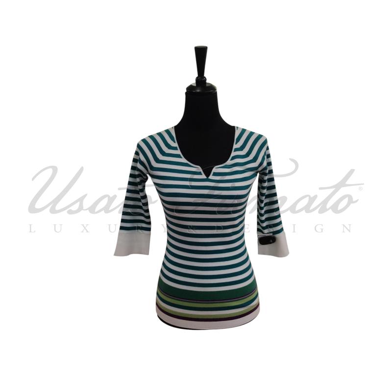 MAGLIA DONNA LORO PIANA VERDE BIANCA TG S | Mercatino dell'Usato Roma parioli 1