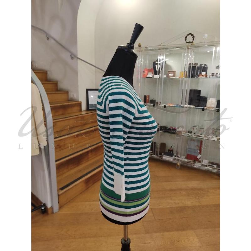 MAGLIA DONNA LORO PIANA VERDE BIANCA TG S | Mercatino dell'Usato Roma parioli 2