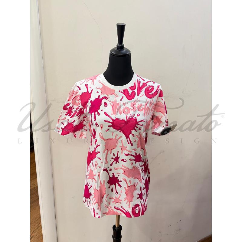 MAGLIA DONNA LOVE MOSCHINO FUCSIA BIANCA TG 44 | Mercatino dell'Usato Roma parioli 1