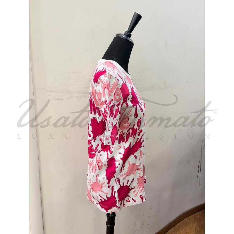 MAGLIA DONNA LOVE MOSCHINO FUCSIA BIANCA TG 44 | Mercatino dell'Usato Roma parioli 2