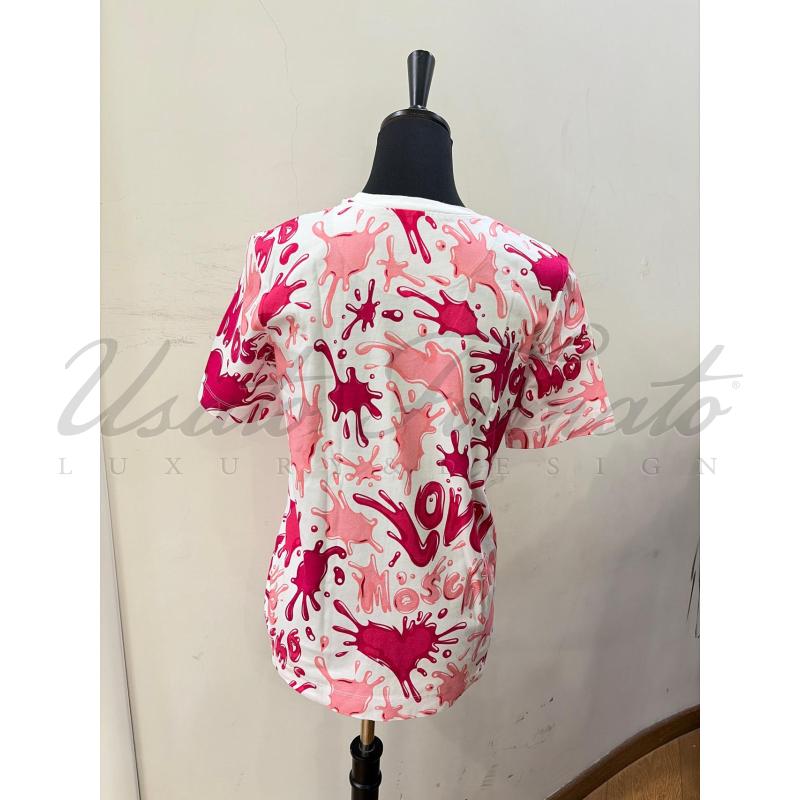MAGLIA DONNA LOVE MOSCHINO FUCSIA BIANCA TG 44 | Mercatino dell'Usato Roma parioli 3