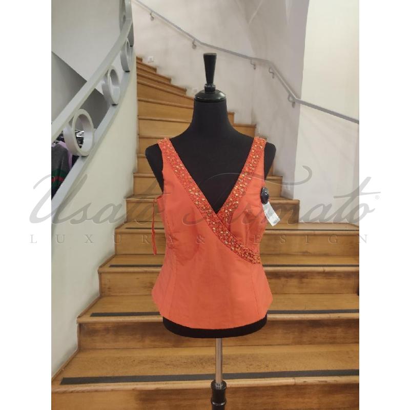 MAGLIA DONNA LUISA SPAGNOLI SETA ARANCIO TG 48 | Mercatino dell'Usato Roma parioli 1
