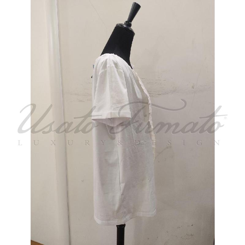 MAGLIA DONNA PRADA BIANCA COTONE E SETA TG L | Mercatino dell'Usato Roma parioli 2