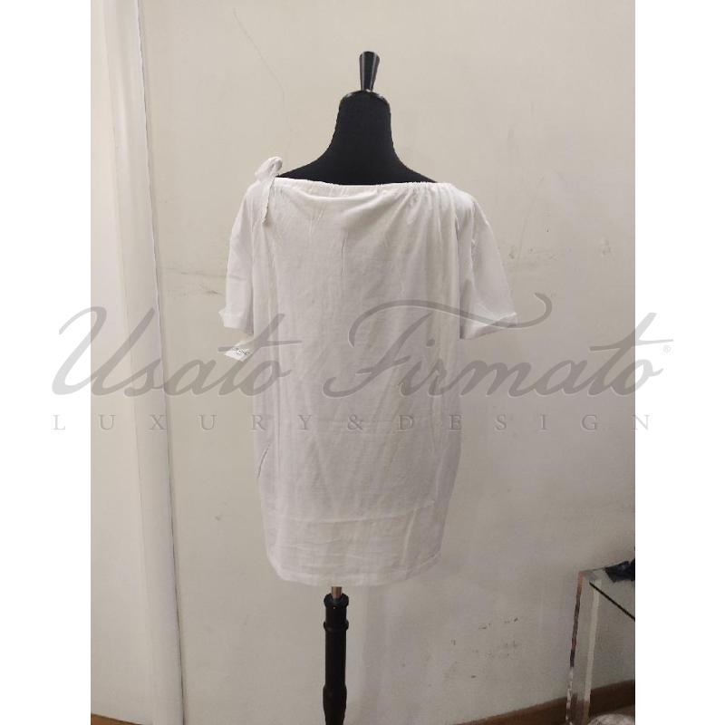 MAGLIA DONNA PRADA BIANCA COTONE E SETA TG L | Mercatino dell'Usato Roma parioli 3