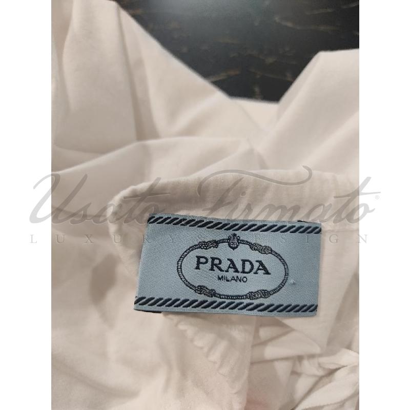 MAGLIA DONNA PRADA BIANCA COTONE E SETA TG L | Mercatino dell'Usato Roma parioli 4