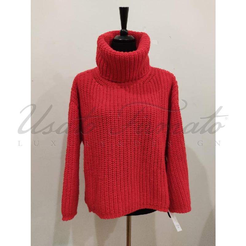 MAGLIONE DONNA LUISA SPANGOLI ROSSO LANA TG S | Mercatino dell'Usato Roma parioli 1