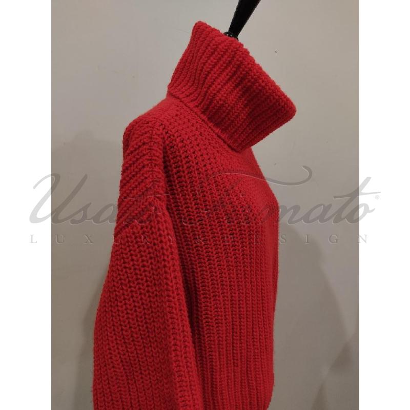 MAGLIONE DONNA LUISA SPANGOLI ROSSO LANA TG S | Mercatino dell'Usato Roma parioli 2