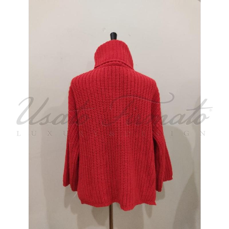 MAGLIONE DONNA LUISA SPANGOLI ROSSO LANA TG S | Mercatino dell'Usato Roma parioli 3