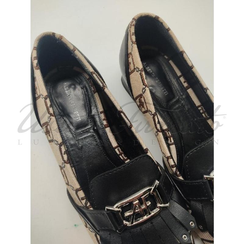 MOCASSINI DONNA ALBERTA FERRETTI BEIGE TELA PELLE TG. 38 | Mercatino dell'Usato Roma parioli 4