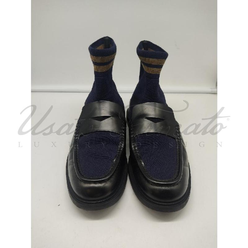 MOCASSINI PELLE UOMO FENDI NERO CALZINO BLU TG 41 | Mercatino dell'Usato Roma parioli 2
