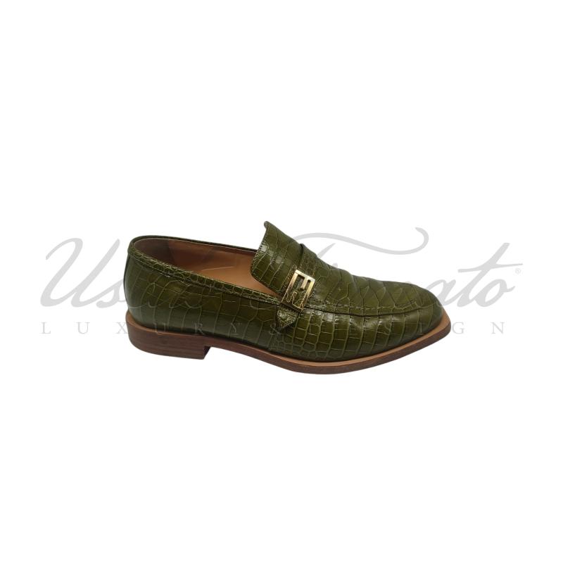 MOCASSINI UOMO FENDI PELLE VERDE TG 41 | Mercatino dell'Usato Roma parioli 1