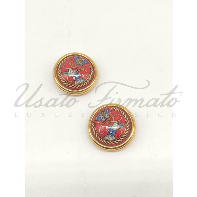 ORECCHINI HERMES CLIP ORO ROSSO SMALTATO | Mercatino dell'Usato Roma parioli 1