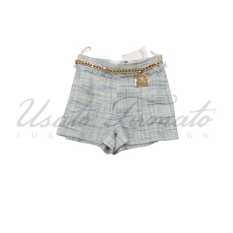 PANTALONCINO DONNA ELISABETTA FRANCHI CELESTE TG 40 | Mercatino dell'Usato Roma parioli 1