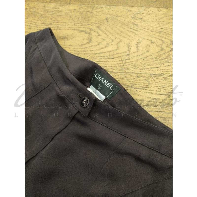 PANTALONE DONNA CHANEL SETA PRUGNA TG 44 | Mercatino dell'Usato Roma parioli 2