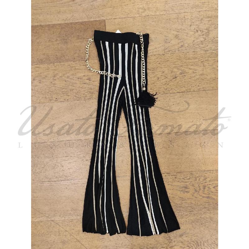 PANTALONE DONNA ELISABETTA FRANCHI MAGLIA RIGHE CINTURA TG S  | Mercatino dell'Usato Roma parioli 1