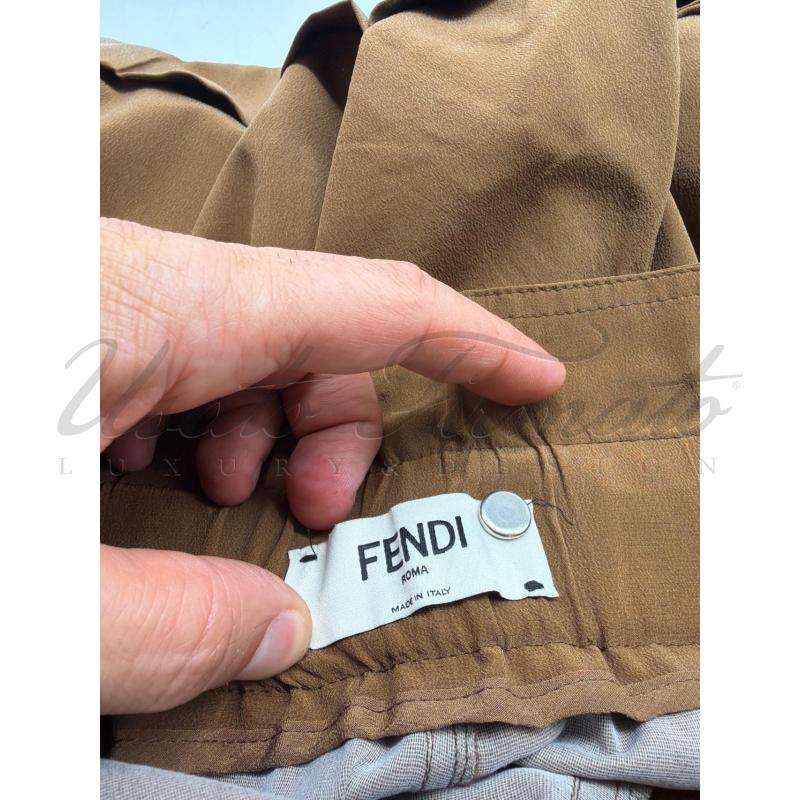 PANTALONE DONNA FENDI SETA MARRONE TG 46 | Mercatino dell'Usato Roma parioli 3