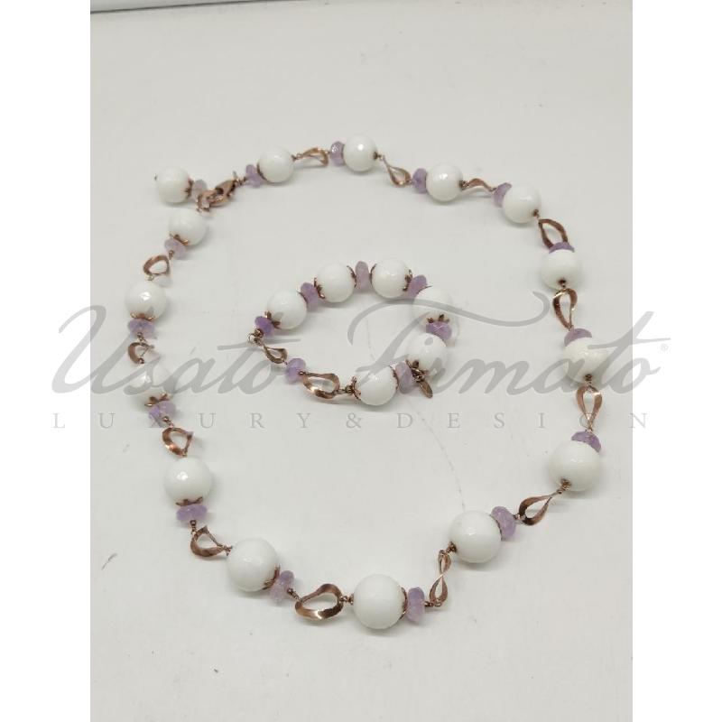 PARURE COLLANA BRACCIALE BIANCO AMET | Mercatino dell'Usato Roma parioli 1