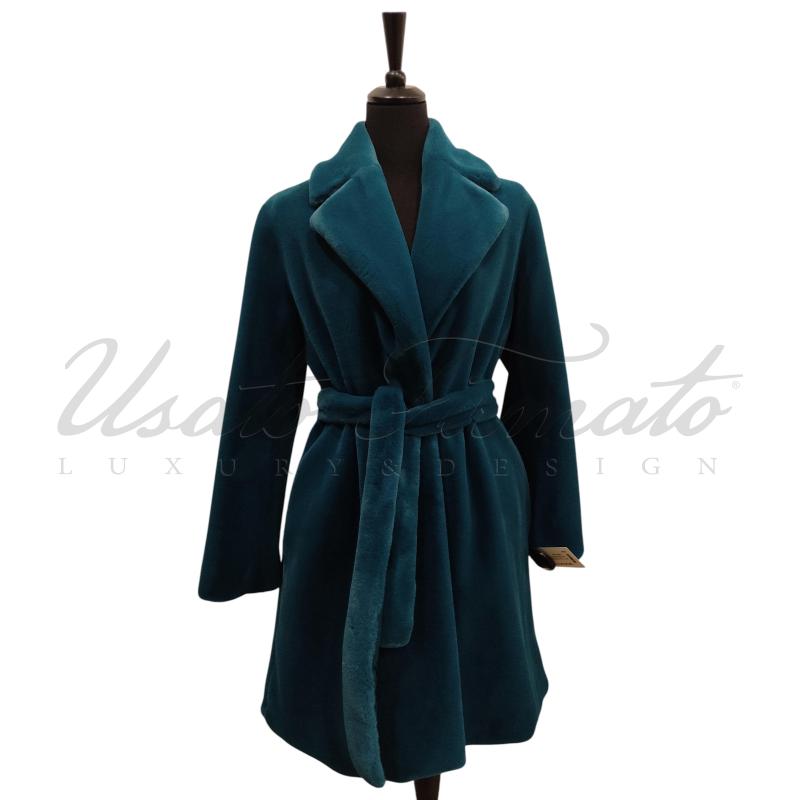 PELLICCIA PENNYBLACK PETROLIO ECO TG. 44 | Mercatino dell'Usato Roma parioli 1