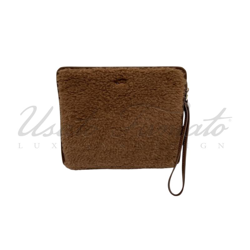 POCHETTE MAX MARA PELLE PELO ALPACA CAMMELLO  | Mercatino dell'Usato Roma parioli 1